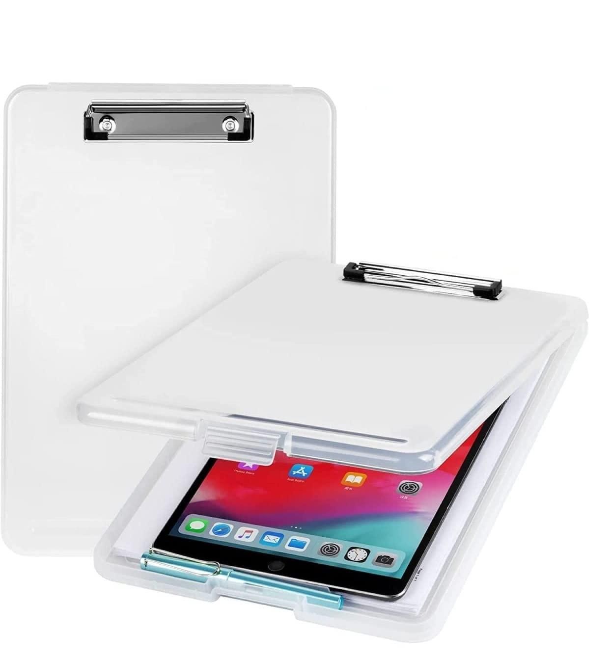 Clipboard Paper Holder Storage Writing Pad with Storage Plastic Clipboard Ideal for Office, Nurse, Students, Teachers, Sales bqu5q7-dm