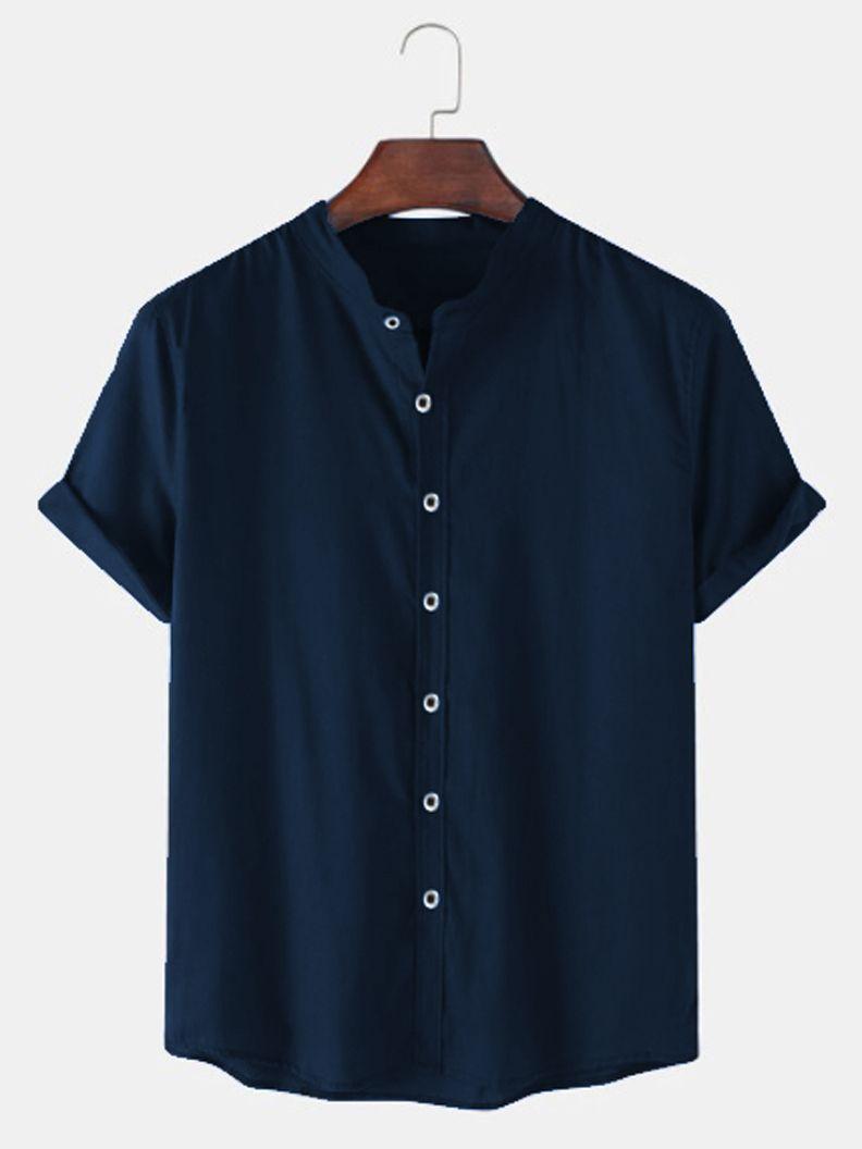 TRYTHIS Cotton Solid Half Sleeves Polo Neck Mens Shirt bqu5q7-dm