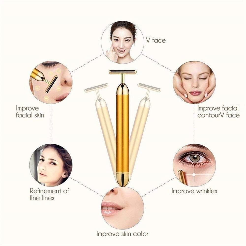 24K Gold Energy Beauty Bar Electric Facial Massage Roller bqu5q7-dm