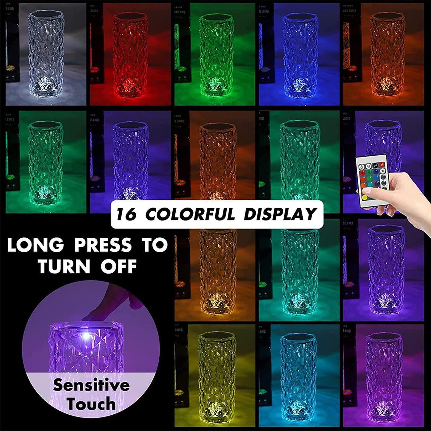 16 Color Changing Rose Crystal Diamond Table Lamp bqu5q7-dm