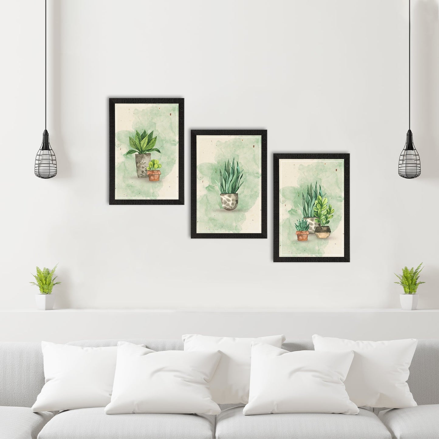 eCraftIndia Watercolour Flower Pot Set of 3 Satin Matt Texture UV Art Painting bqu5q7-dm