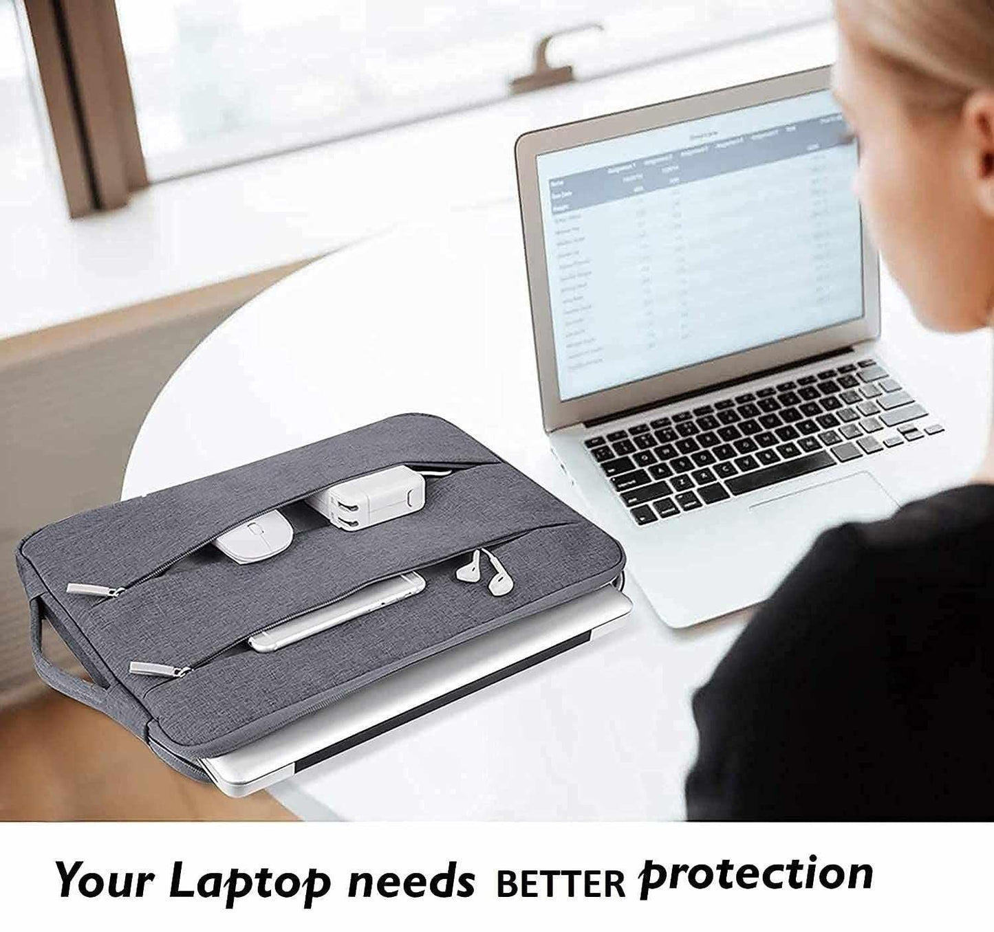 Sleek Nylon Fabric Laptop Bag Cover with inner Fur Cushion material bqu5q7-dm