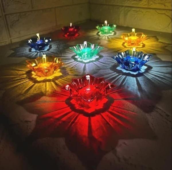 3D Reusable Reflective Shadow Colourful Diya (Pack of 4/12/24) Soppykart