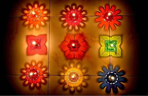 3D Reusable Reflective Shadow Colourful Diya (Pack of 4/12/24) Soppykart7