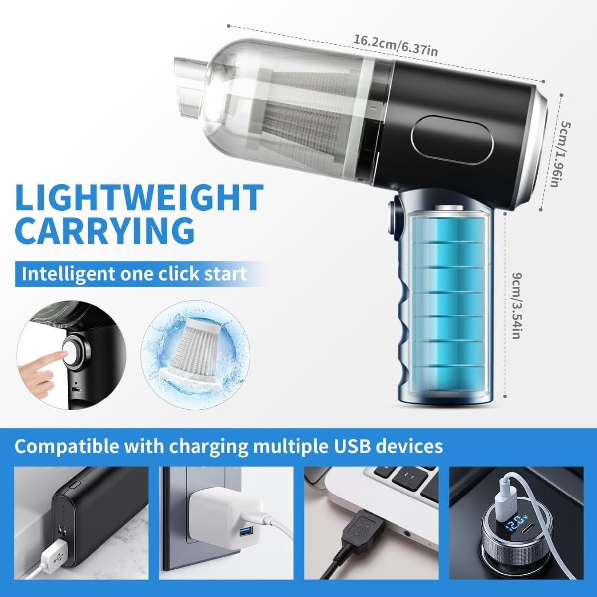 Portable Air Duster Vacuum Cleaner – USB Rechargeable for Laptop, Car & Home Soppykart