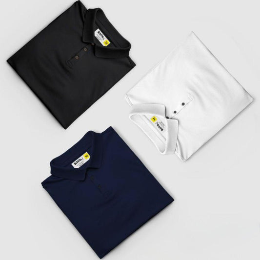 Poly Cotton Solid Half Sleeves Mens Polo T-shirt (Pack of 3) bqu5q7-dm