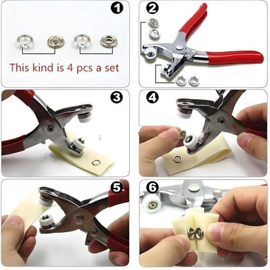 Metal Studs-100 Sets Silver Colors 9.5mm Metal Copper Prong Snap Buttons With Pliers bqu5q7-dm