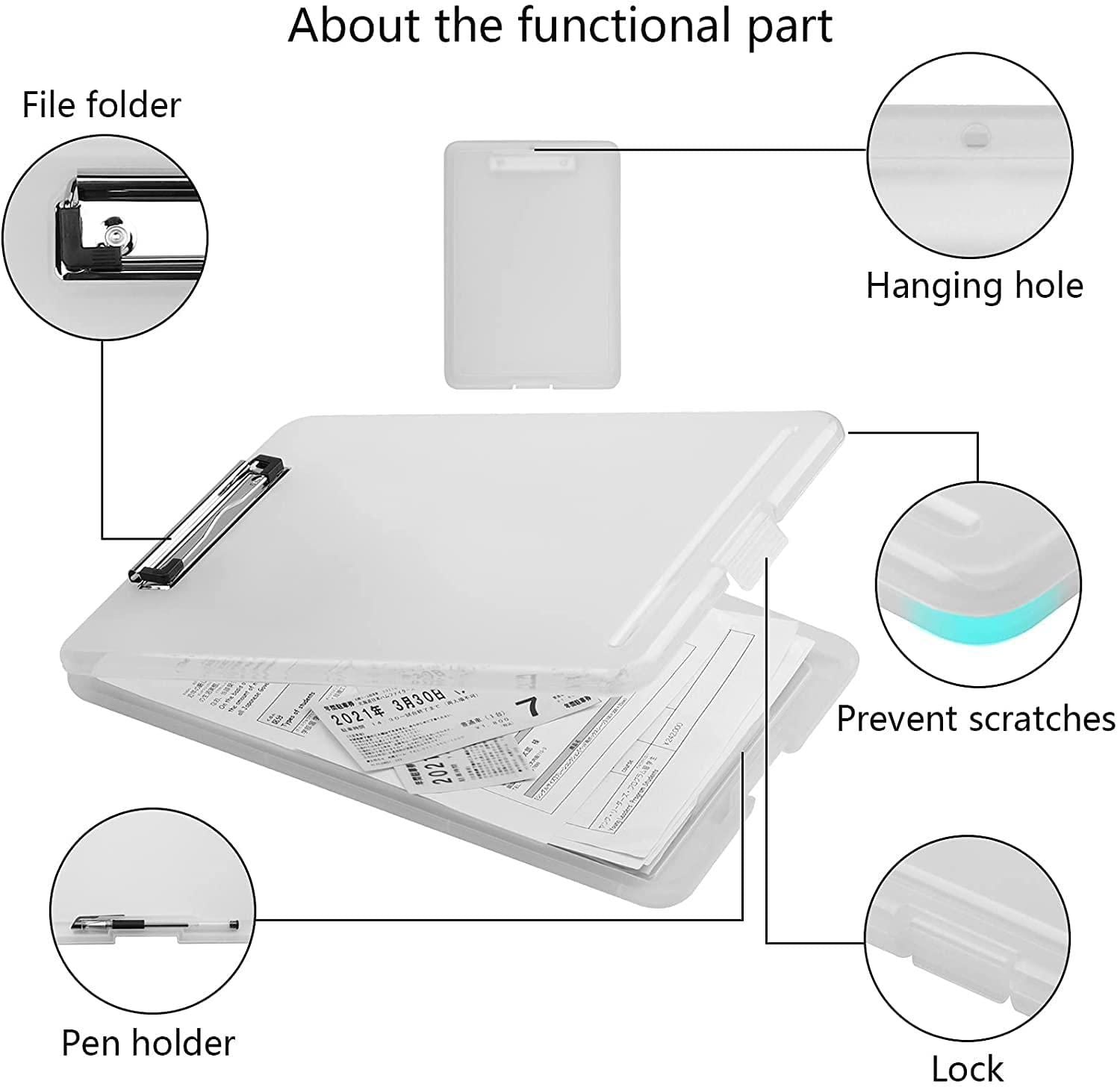 Clipboard Paper Holder Storage Writing Pad with Storage Plastic Clipboard Ideal for Office, Nurse, Students, Teachers, Sales bqu5q7-dm