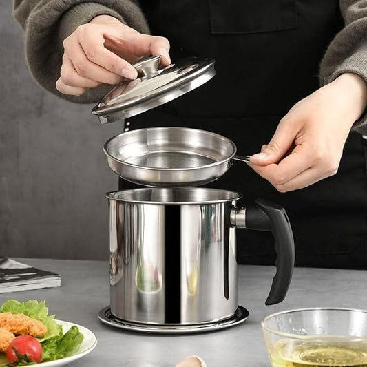 Stainless Steel Oil Pot With Filter & Lid bqu5q7-dm