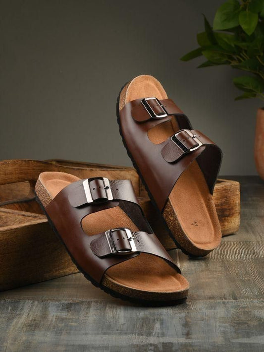 Mens Arizona Brown Leather Slippers bqu5q7-dm