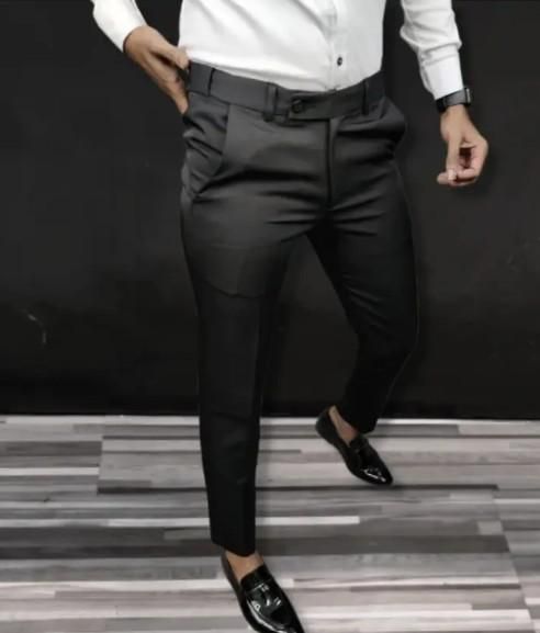 Premium Waist Adjustable Lycra Men's Trouser Black bqu5q7-dm