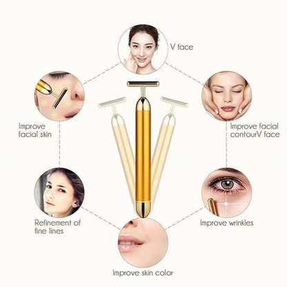 24K Gold Energy Beauty Bar Electric Facial Massage Roller bqu5q7-dm