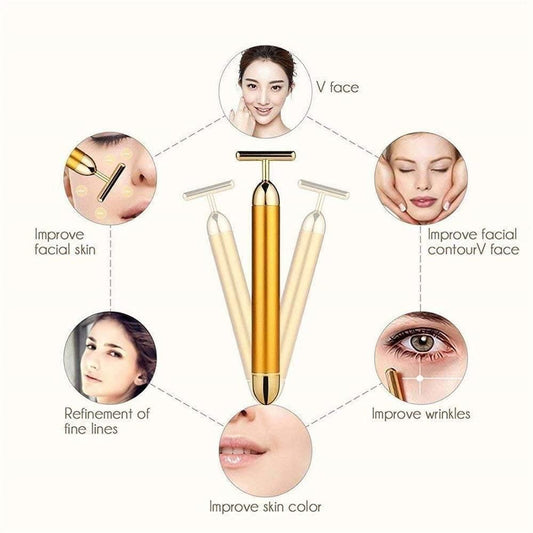 24K Gold Energy Beauty Bar Electric Facial Massage Roller bqu5q7-dm