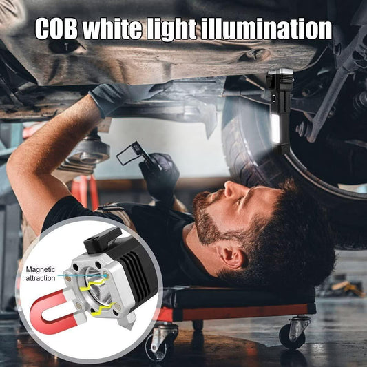 Portable LED Flashlight Multifunctional Work Light Power Bank Emergencies Safety Hammer Waterproof with Sidelight 4 Light Modes for Car Outdoor Camping Hiking Adventure Inspection Red yunfu bqu5q7-dm