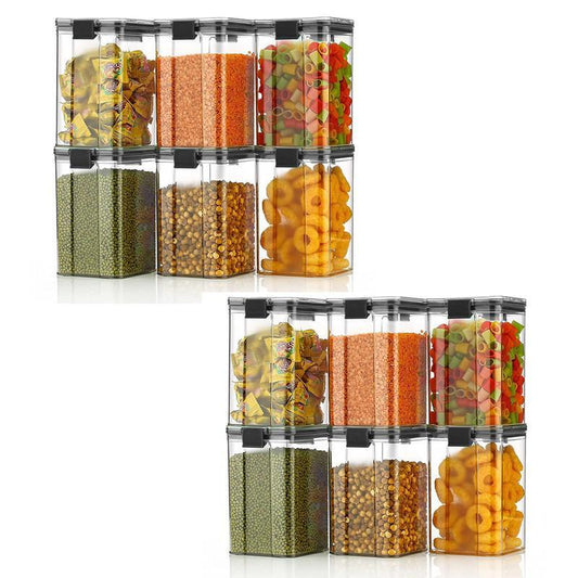Premium Push Button Wall Mount Container, Save More Space on Kitchen Counter, Table, Drawer, Desk, Kitchen Storage Containers Air Tight, Transparent, Wall Mount 1200 ML,Pack of 4, Black bqu5q7-dm