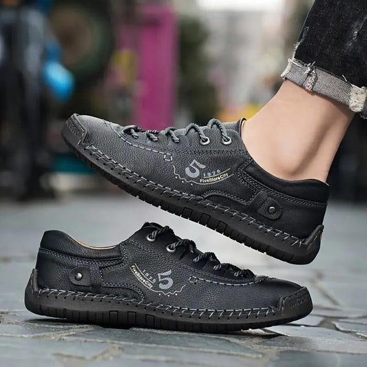 Men's Casual Leather Black Shoes Lightweight bqu5q7-dm