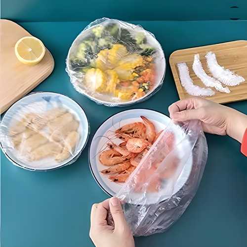 Plastic Bags - Reusable Elastic Food Storage Plastic Covers (Pack of 100) bqu5q7-dm